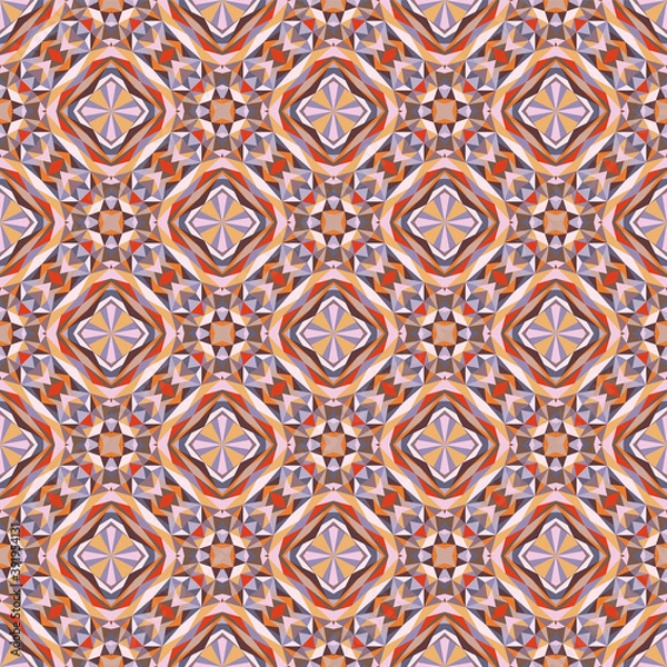 Fototapeta Geometric seamless pattern, abstract colorful background, fashion print with small shapes, vector texture for textile, fabric, wallpaper, wrapping paper.