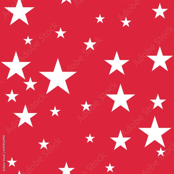 Fototapeta Seamless vector cosmic pattern with chaotical star shape elements. Five angled stars background. Flat night sky wallpaper. For design, fabric, textile, cover.