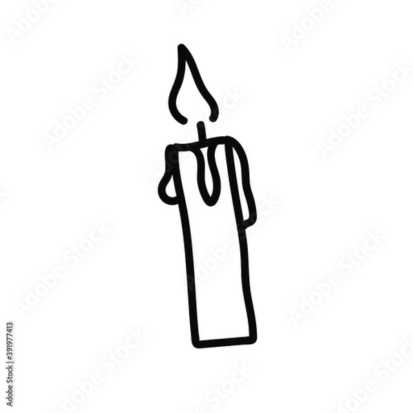 Obraz burning christmas candle vector element in doodle style