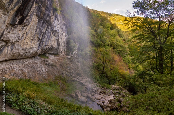 Fototapeta High cliff waterfall
