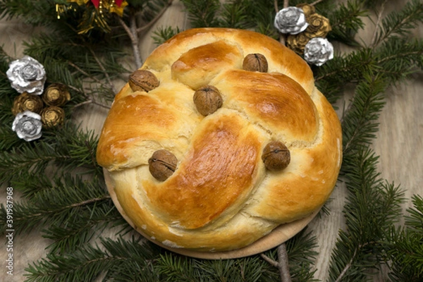 Obraz Christmas bread with walnuts