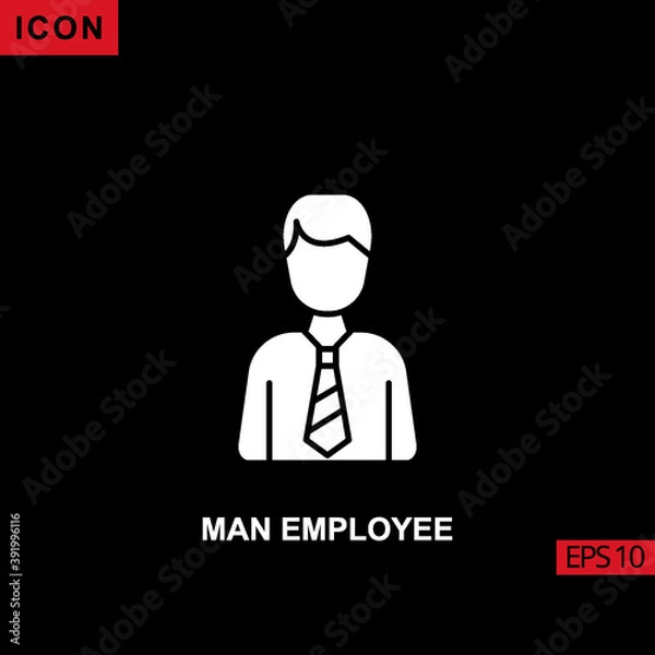 Obraz Icon man employee with briefcase. Glyph, flat or filled vector icon symbol sign collection
