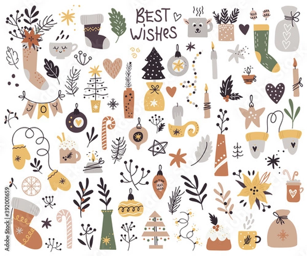 Obraz Big set of Christmas items. Vector