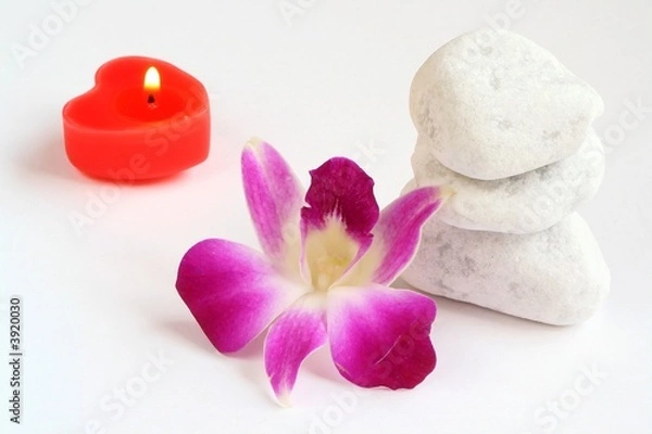 Obraz Still life with candle and stones