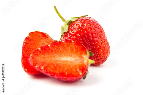 Fototapeta Fresh strawberry isolated on white background with clipping path