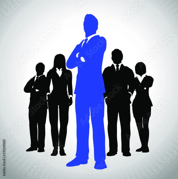 Obraz Successful Team Leader in Blue. A team of Successful executives led by a great and leader.