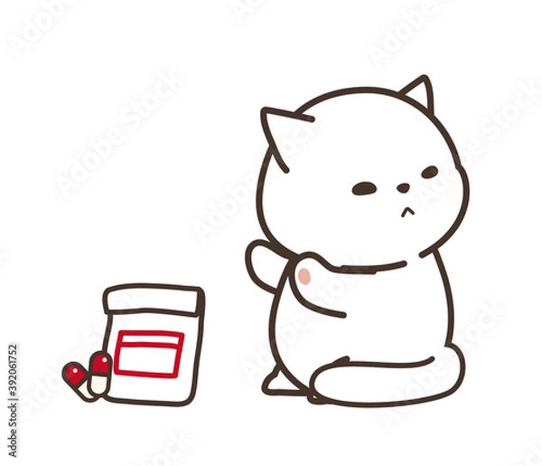 Obraz 薬を飲むのを嫌がる猫