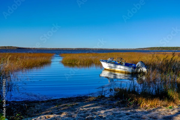Obraz Boat on Worden Pond in Rhode Island.