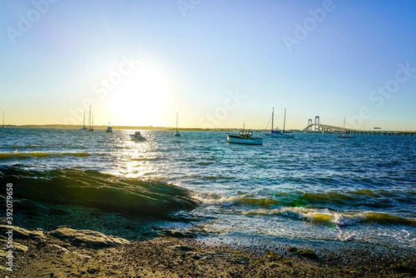 Obraz Sun begins to set in Newport, Rhode Island. 