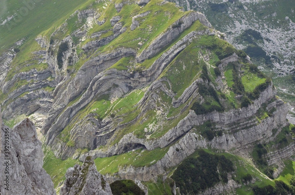 Obraz structure folded carbonate rock beds in the mountains of Montenegro Europe
