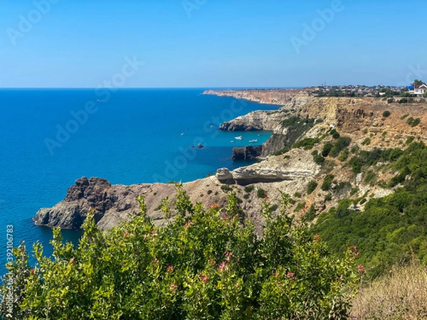 Fototapeta azure sea and green coast