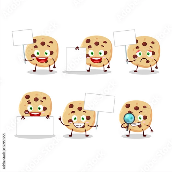 Fototapeta Chocolate chips cartoon character bring information board