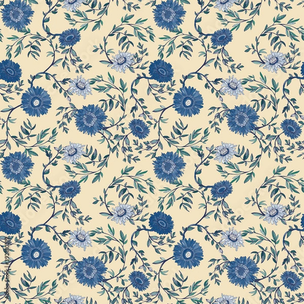 Fototapeta Seamless pattern with flowers
