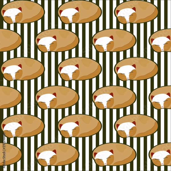 Obraz Cat sweet heart on stripe background repeat pattern and seamless vector