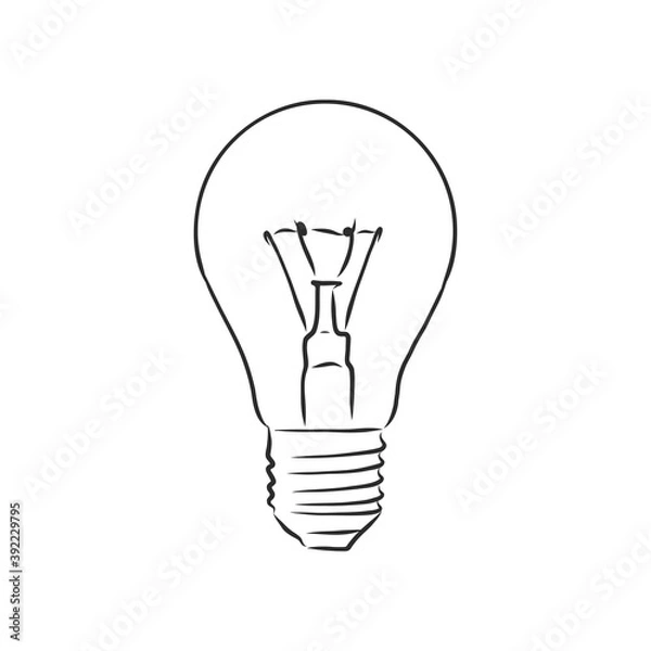 Fototapeta design of light line vector drawing, light bulb vector sketch illustration