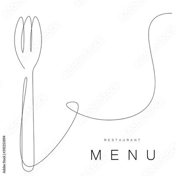 Fototapeta Menu restaurant background. Plate and fork. Vector illustration