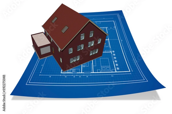 Obraz House on blueprint