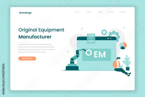 Fototapeta OEM landing page concept. Illustration for websites, landing pages, mobile applications, posters and banners.