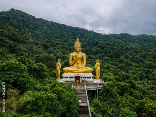 Fototapeta Mueang Lop Buri District, Lopburi / Thailand / October 10, 2020 : Saladaeng Temple. Built to celebrate the 50th reign of King Rama IX, there are approximately 222 steps of stairway.