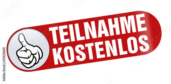 Obraz teilnahme kostenlos sticker button aufkleber