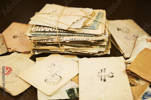 Fototapeta Bunch of postal letters  in time of Two World War