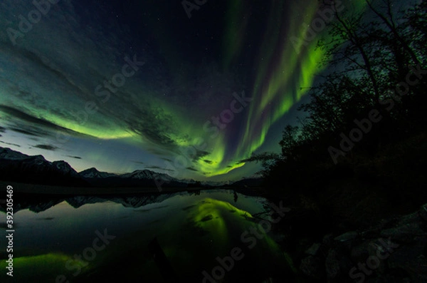 Obraz Aurora over Knik River, Alaska.