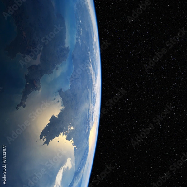 Obraz UK and France from space. Elements of this image furnished by NASA.