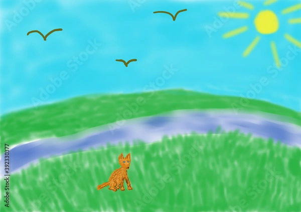 Fototapeta fox on grass
