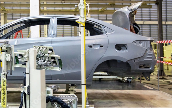 Fototapeta Body frame inside the car for vehicle factory