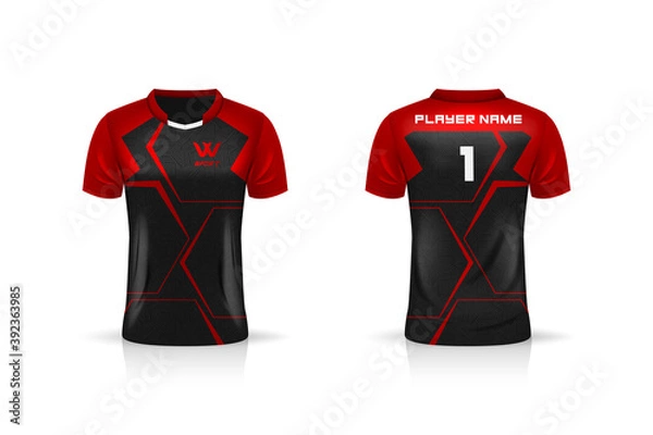 Fototapeta Specification Soccer Sport , Esport Gaming T Shirt Jersey template. mock up uniform . Vector Illustration design