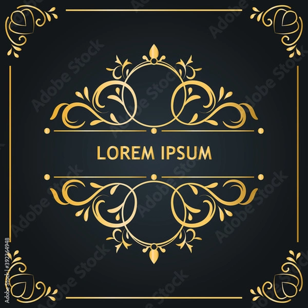 Obraz Vintage wedding ornament frame , invitation card , graphic luxury , text here , vector illustration