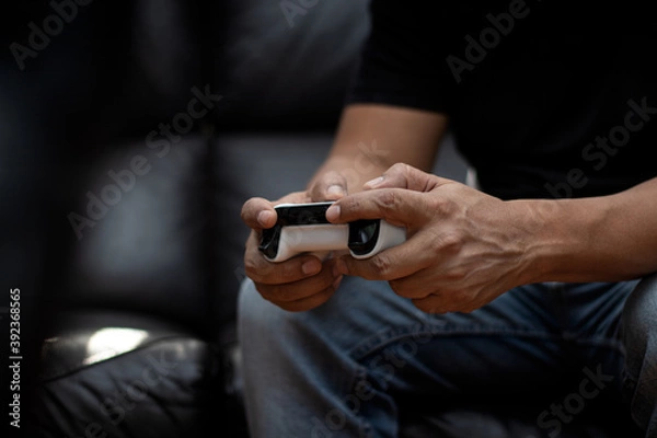 Fototapeta Different hands activities. Gamer Playing