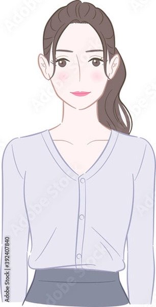Fototapeta オフィスカジュアルを着た笑顔の女性のイラスト