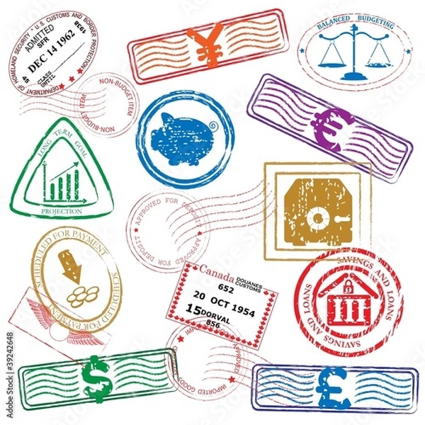 Obraz Finance Stamps Icon Set