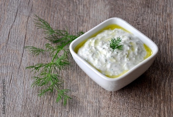 Obraz Cucumber and yoghurt dip