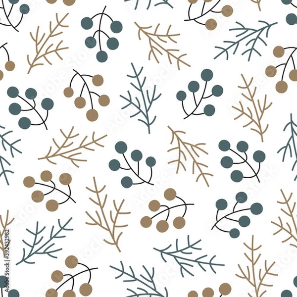 Obraz Winter Foliage Branch Seamless Pattern