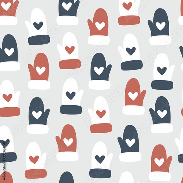 Obraz Cute Blue & Red Gloves Seamless Pattern