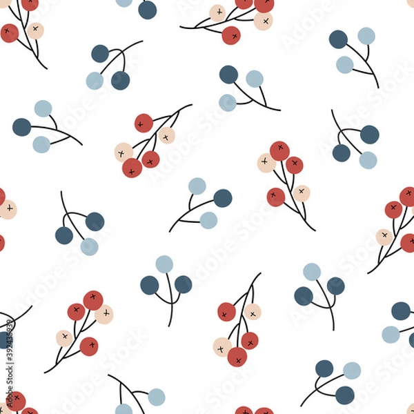 Obraz Cute Winter Berries Seamless Pattern