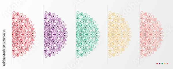 Obraz Luxury mandala set with floral background pattern. Abstract geometric mandala round ornament. Mandala template for invitation, wedding, cover, brochure, flyer, banner, poster.