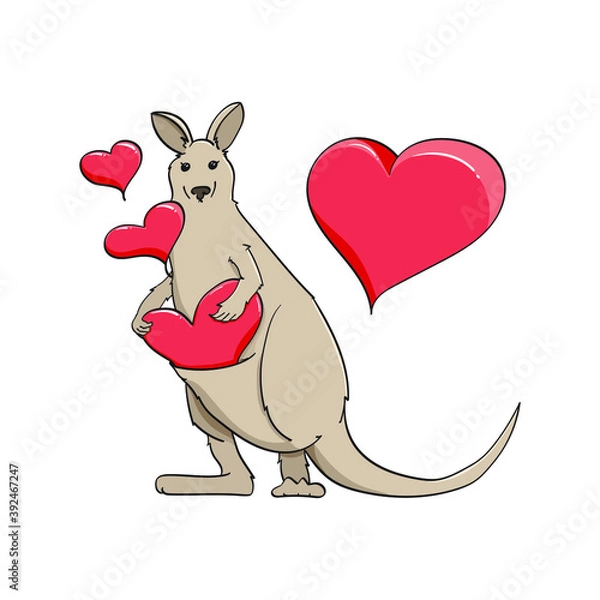 Fototapeta kangaroo and hearts