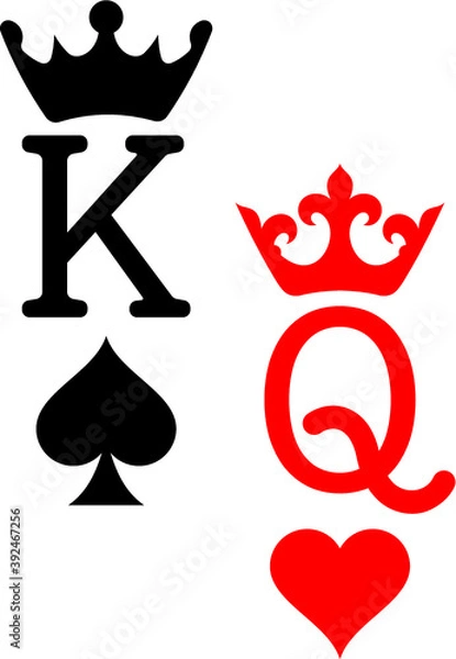 Obraz Vector illustration of the king and queen card symbols