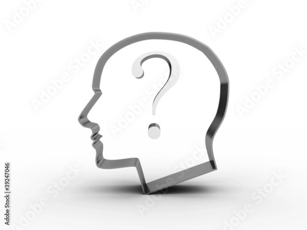 Fototapeta Head with a question inside. 3D image