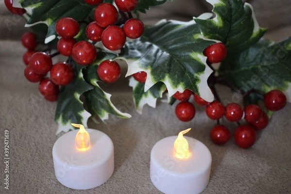 Obraz Flores natalinas e velas