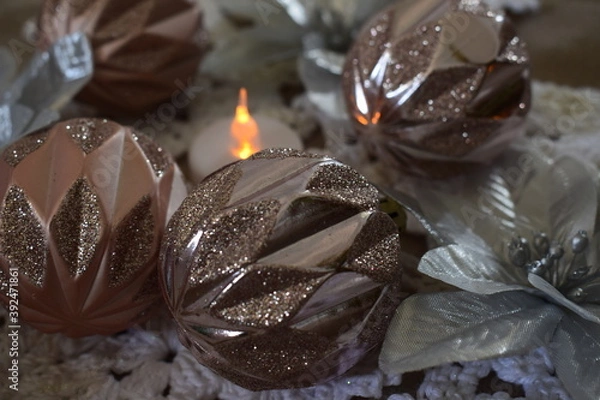 Obraz Rose gold bolas decorativas