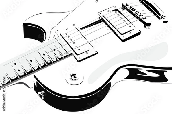 Obraz Vector series. Electric guitar black-white version