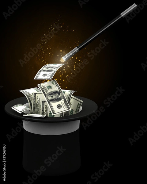 Fototapeta Hat with dollars