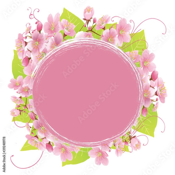 Fototapeta Springtime frame with sakura