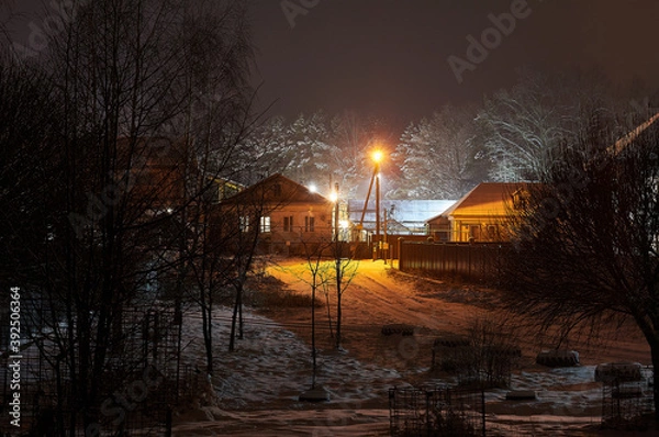 Obraz winter evening in russian township