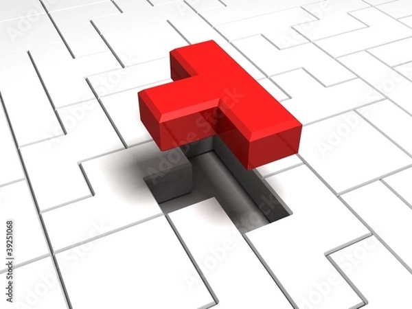 Obraz red  part of one interlocking game