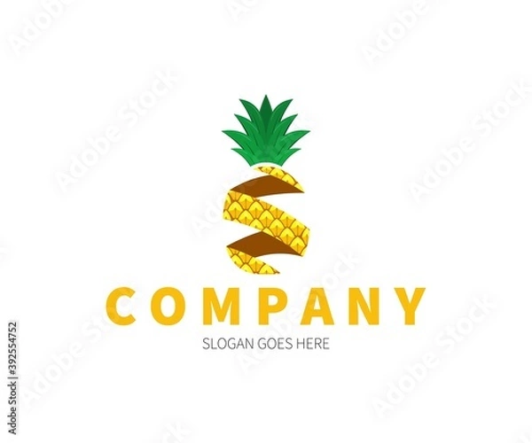 Fototapeta Pineapple Slice Logo Concept. Vector Design Illustration. Symbol and Icon Vector Template.